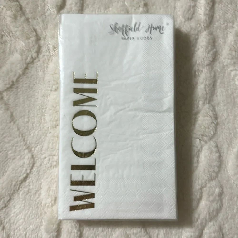 Sheffield Home WELCOME White Gold Guest Paper Towel Napkins 32 Count